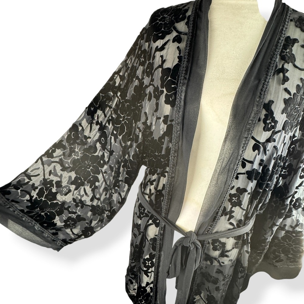 Victoria's Secret Robe Size Large Silk Blend Velvet Burnout Whimsigoth VTG Y2K - Picture 4 of 16